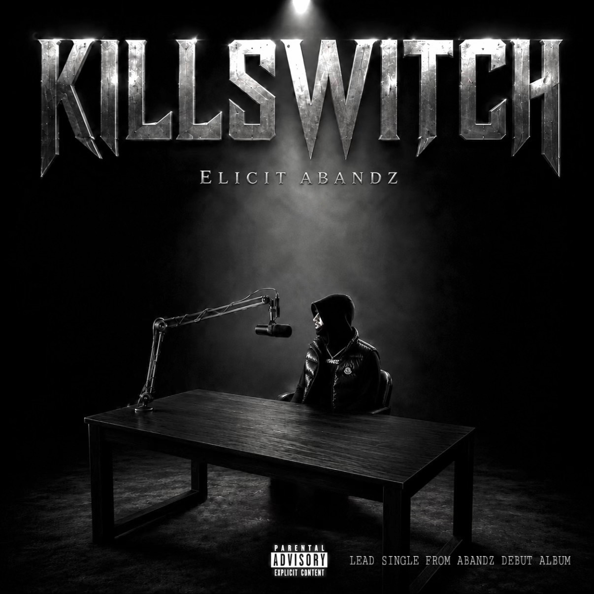 KILLSWITCH official cover art — Elicit Abandz seated under a spotlight